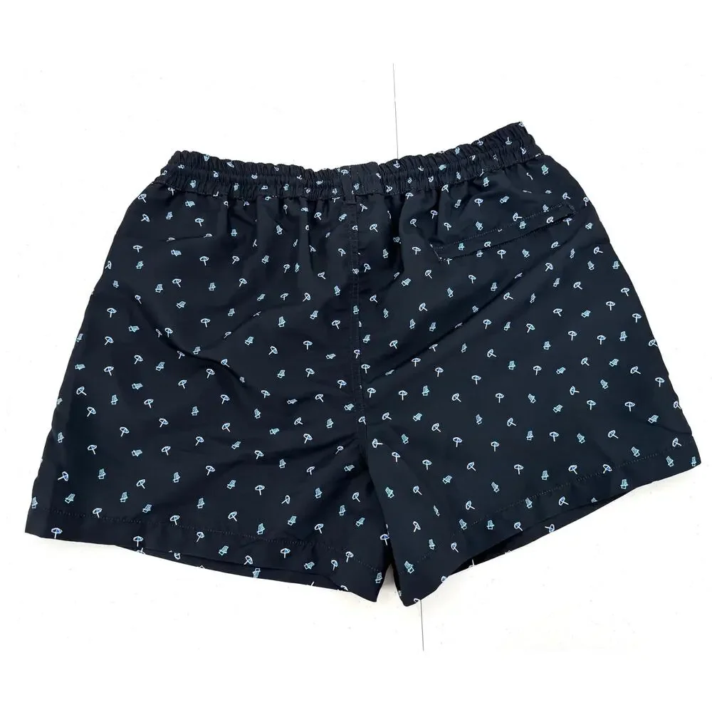 NWT Paul Smith Pool Beach Umbrella Print Navy Swim Trunks Size SMALL